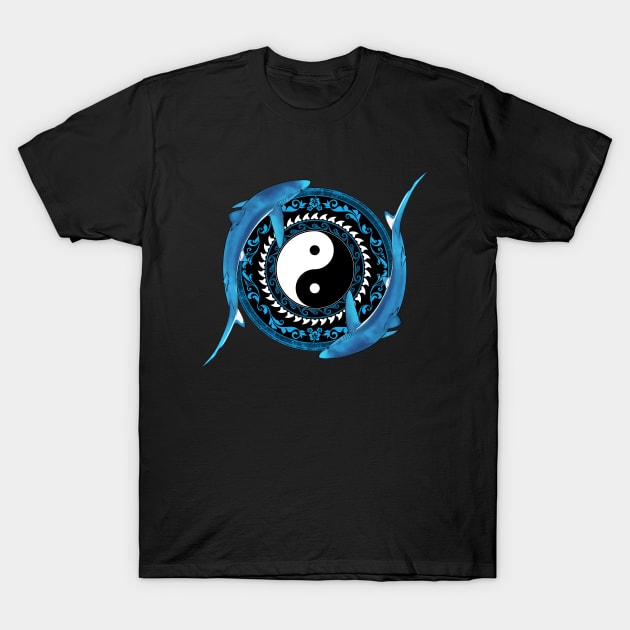 Yin and Yang Blue Sharks T-Shirt by NicGrayTees